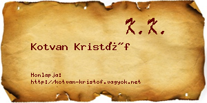 Kotvan Kristóf névjegykártya